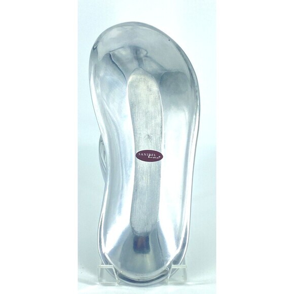 Sanibel Home -- Metal Silver Tone Flip-Flop Trinket Jewelry Dish Left Foot - Picture 3 of 4